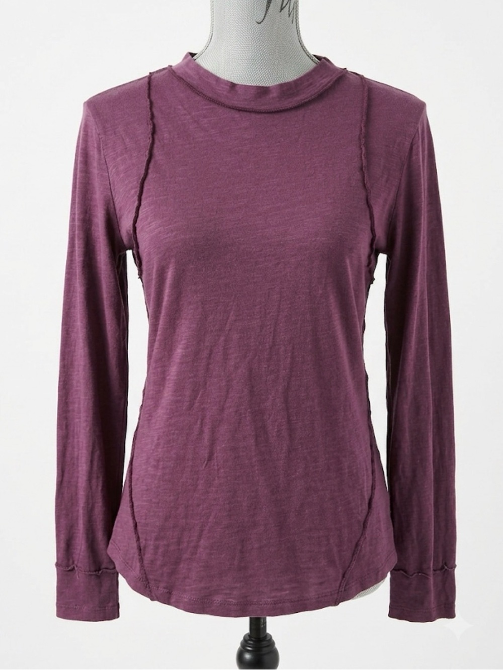 Anthropologie Pilcro Reconstructed Racer LS Tee Tunic Top Medium Purple Plum